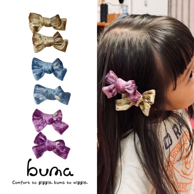 好看的儿童发夹buma丝绒蝴蝶结