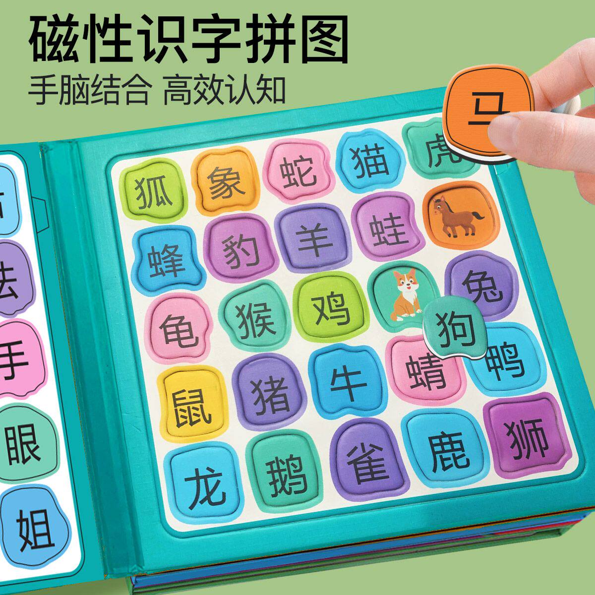 磁性识字卡片拼图幼儿园早教宝宝儿童看图认字3到6岁磁力益智玩具