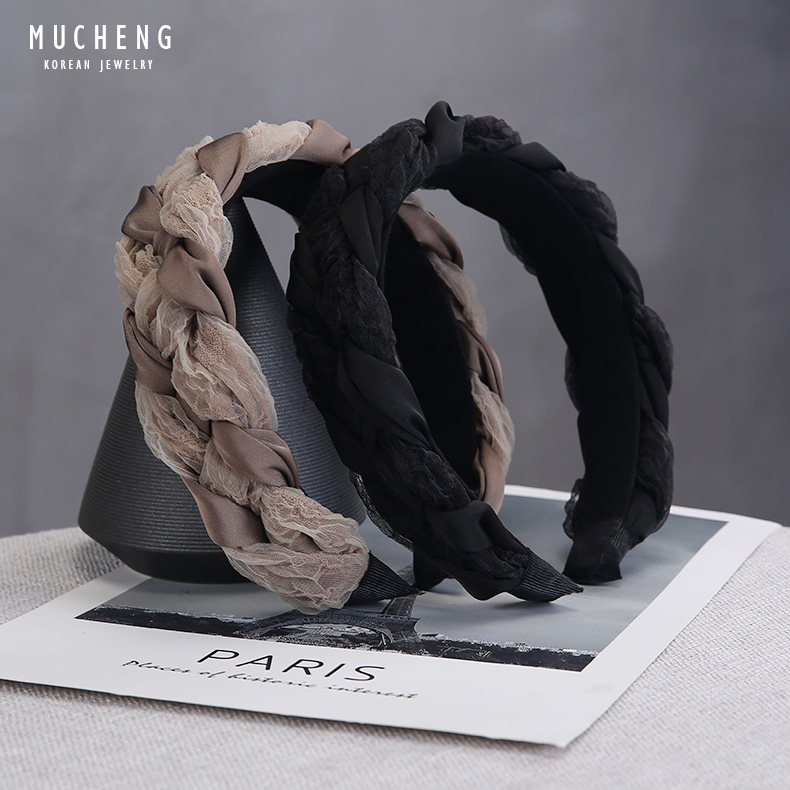 韩国泡泡纱公主风麻花辫复古发箍女网红超仙韩版头箍百搭韩式发卡