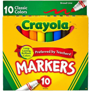 Crayola绘儿乐10色粗头水彩笔 儿童幼儿园宝宝安全无毒绘画涂鸦笔