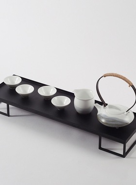 新中式禅意陶瓷茶具套装白色釉茶壶茶杯茶盘酒店别墅软装饰品摆件