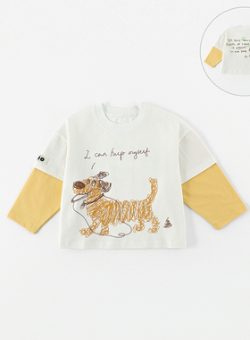 儿童纯棉卫衣春秋2026新款男女童打底衫百搭假两件小狗上衣AS892