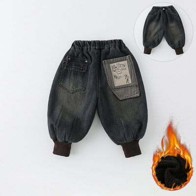 男童牛仔裤加绒秋冬新款