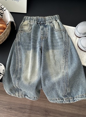 儿童秋季牛仔裤2025春秋新款男童韩版拼接长裤宝宝休闲裤子C-K269