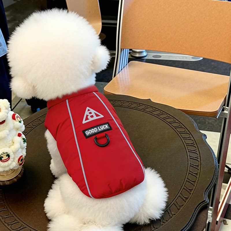 狗狗衣服2026新款秋冬装比熊泰迪红色字母印花休闲运动风宠物服装