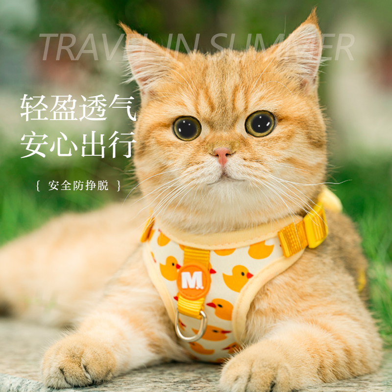 猫牵引绳背心式小奶猫防挣脱外出猫咪专用猫链宠物可调节遛猫绳子