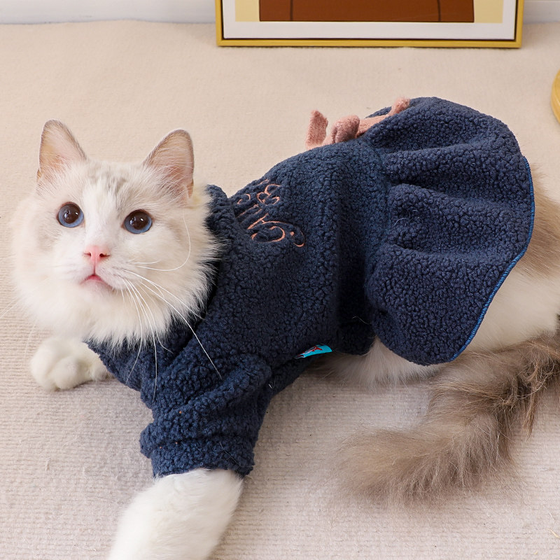 宠物猫咪冬季连衣裙保暖秋冬衣服蓝猫金渐层银渐层小奶猫穿两脚衣