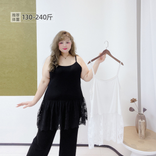 200斤胖mm慵懒风休闲百搭蕾丝屁帘内搭叠穿打底衫 胖莹莹大码 女装