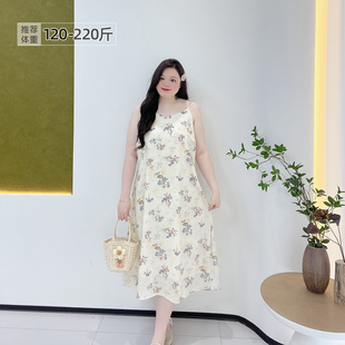 温柔御姐风碎花性感甜美薄款 胖莹莹大码 法式 女装 吊带长裙 2025夏季