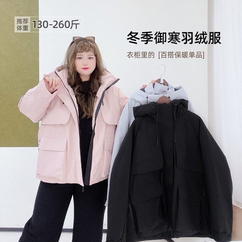 大码户外山系加厚保暖派克羽绒服