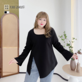 女装 2025秋款 胖MM开叉显瘦200斤胖莹莹大码 心机小众设计感t恤上衣