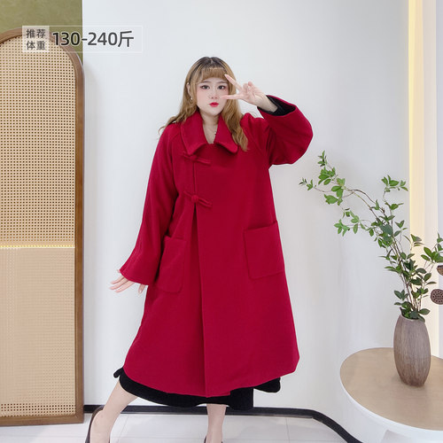 新中式国风圣诞新年毛呢大衣