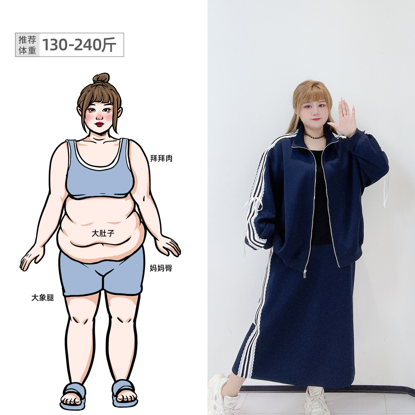 学院风减龄甜酷胖莹莹大码女装辣妹蓝色蕾丝休闲外套半身裙套装,女装/女士精品,大码套装,淘宝优惠券,粉丝福利购,淘宝优惠卷