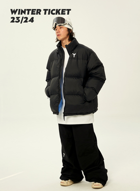 WINTER TICKET鹅绒连帽外套男女自由式嘻哈羽绒服可收纳
