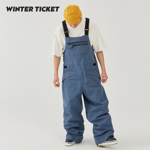WINTER TICKET2425新款单双板自由式宽松嘻哈oversize野雪背带裤