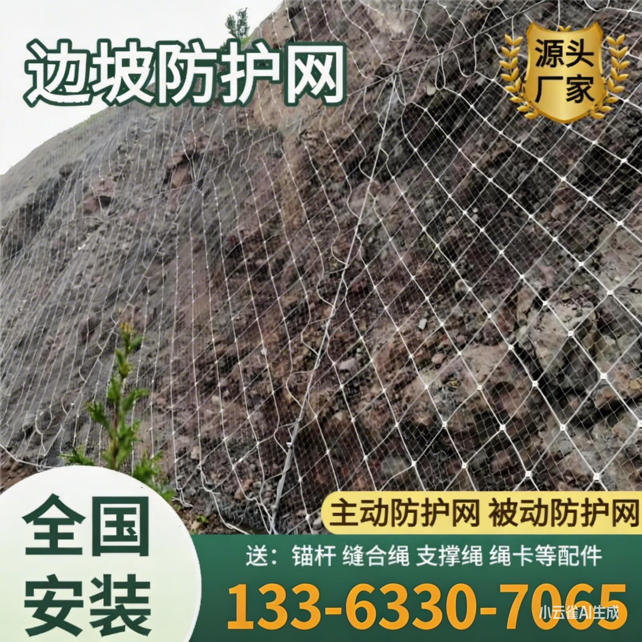 边坡防护网主动被动山体落石护栏网SNS柔性环形钢丝绳厂家定制