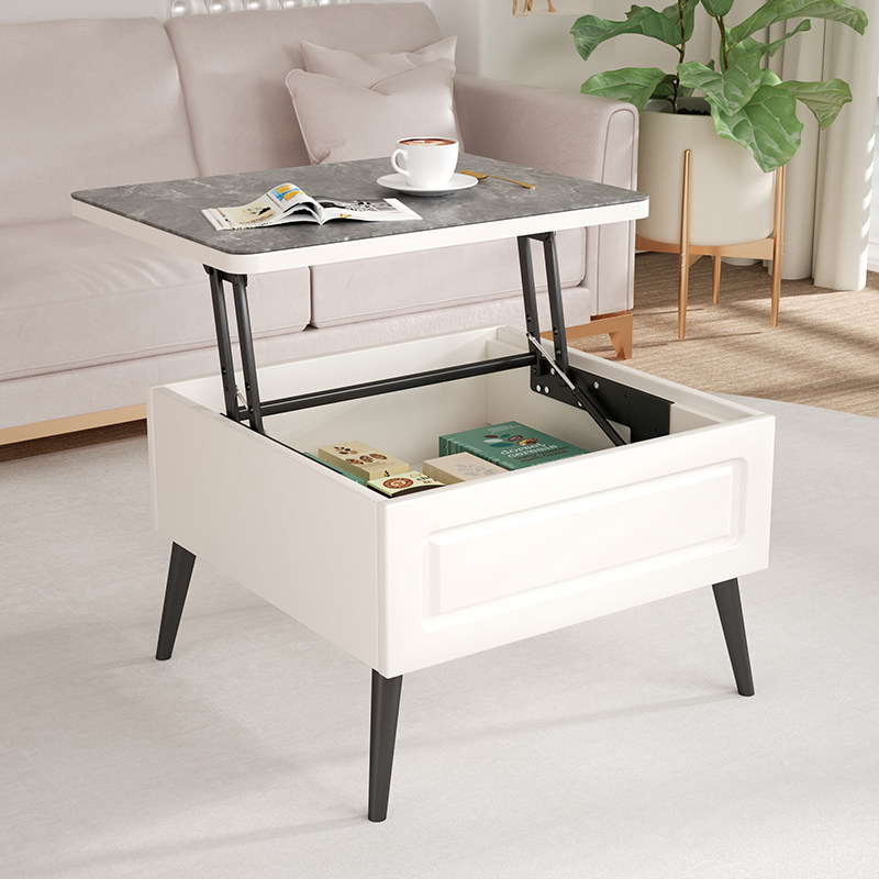 小户型升降茶几餐桌两用多功能家用客厅饭桌一体折叠桌子奶油风