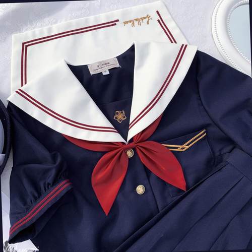 春日部白雪姬红二本刺绣水手服