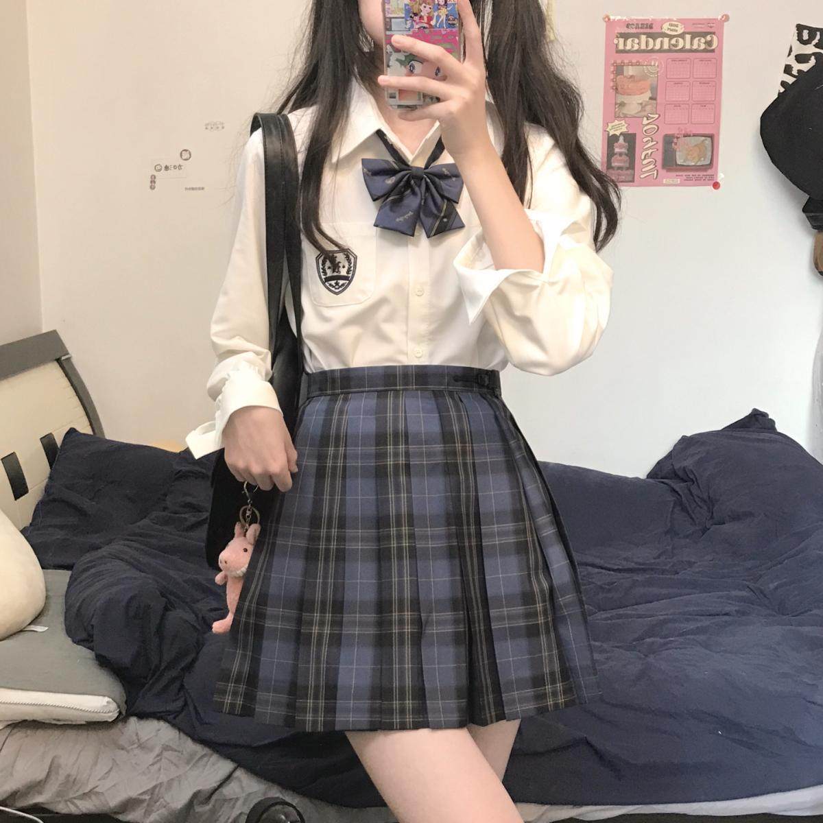 春日部【淞野学园】 刺绣长袖衬衫jk制服女白色上衣原创风琴褶秋,女装/女士精品,衬衫,淘宝优惠券,粉丝福利购,淘宝优惠卷