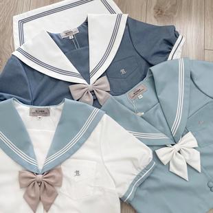 春日部 夏服jk制服水手服蓝色夏日少女 清露高 蛇腹线三本泡泡袖