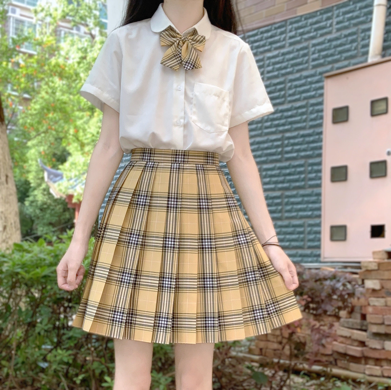 春日部【肇秋衣】现货日本羊毛原创优等格裙jk制服正统女包邮獾院