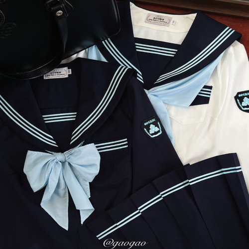 春日部【薄川高】原创薄荷色水手服长袖上衣jk制服春秋女校供感