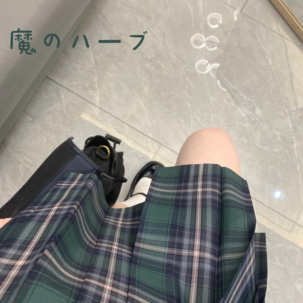 春日部【魔药概论】现货原创深绿色格裙jk制服正统少女百褶校供感