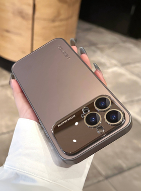 新款磨砂钛灰色适用iPhone15promax手机壳防摔14pro简约15pro大视窗护镜12/pro高级感11奢华13pro女神max潮女