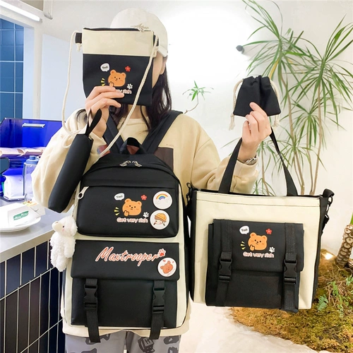 Брендовый комплект, ранец, сумка через плечо, вместительный и большой милый рюкзак, для средней школы