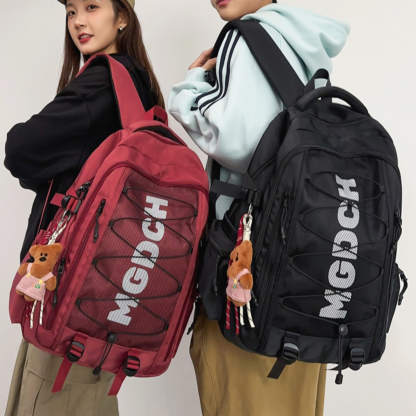 户外双肩包男女大学生书包高中生大容量旅行背包防水电脑包登山包