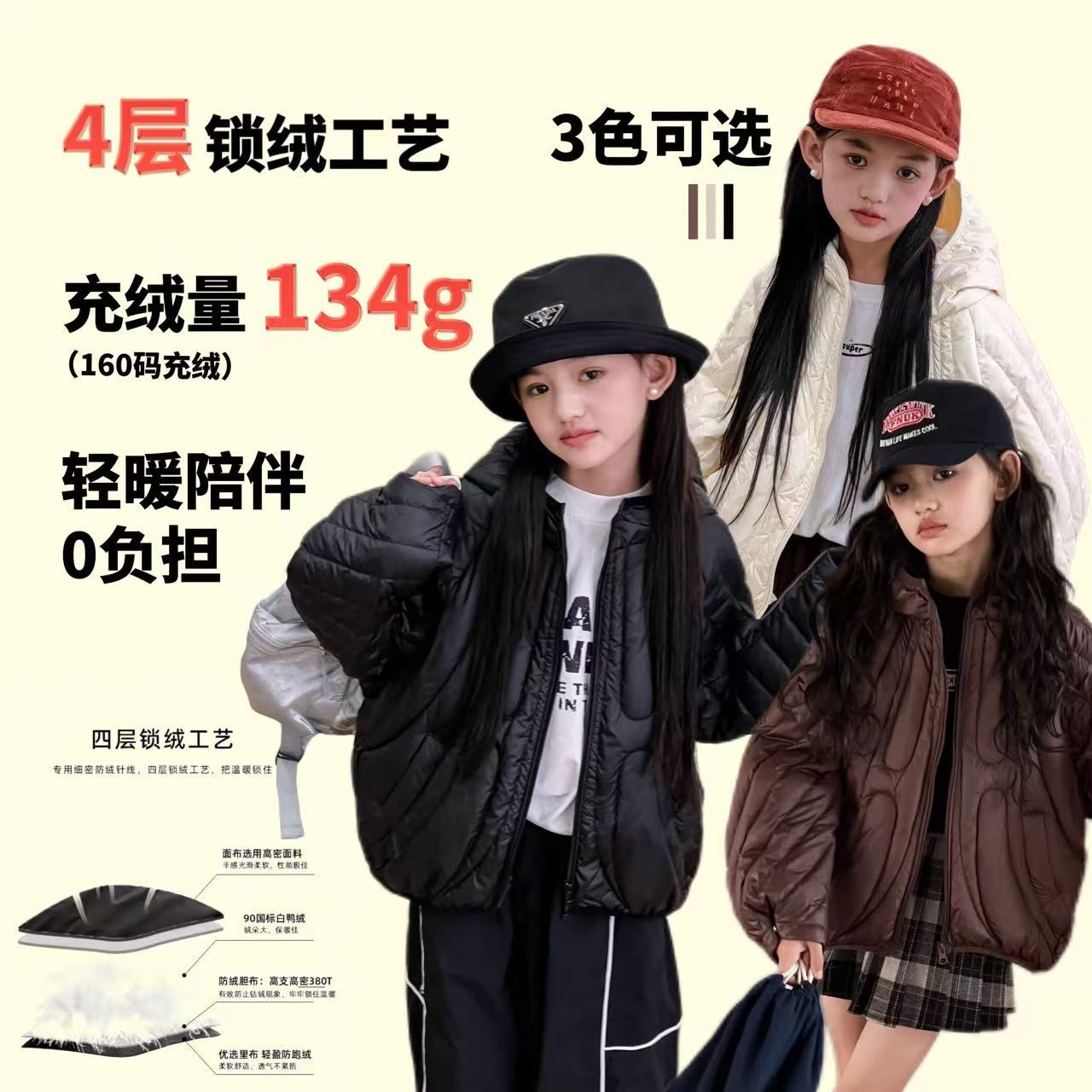 儿童羽绒服90白鸭绒排骨款