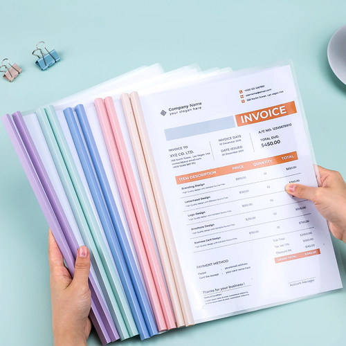 齐心（COMIX）彩色A4抽杆夹/文件夹/报告夹/拉杆夹彩色三角杆14mm背宽可夹80张