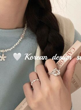 花蕊纯银饰品女开口调节简约指环