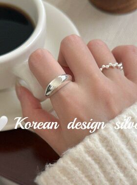 感纯银清冷925时髦髓银饰戒指ins