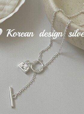 扣insS925 女精致韩国风叠银饰品项链纯银小众高级感包包戴OT设计