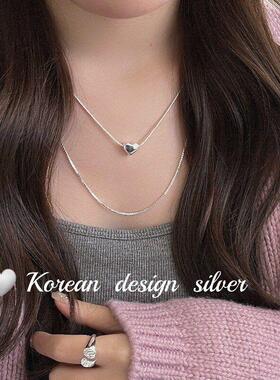 爱心戴毛衣链秋冬风女纯银S925