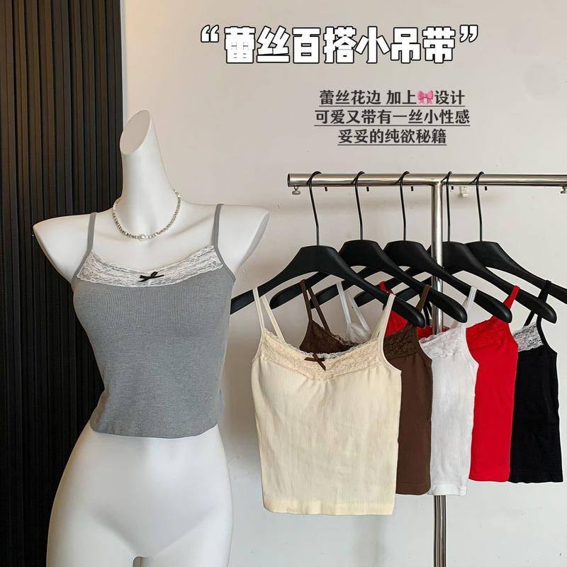 内衣蝴蝶结吊带背心女无袖修身蕾丝百搭打底方领外穿上衣女内搭,女士内衣/男士内衣/家居服,吊带/背心/T恤/打底/肌底衣,淘宝优惠券,粉丝福利购,淘宝优惠卷