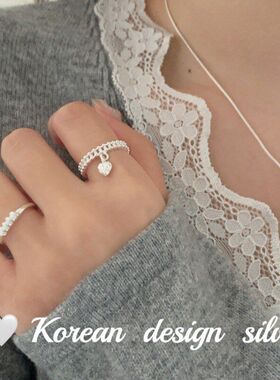 高级韩国S925珠珠设计感拼接爱心