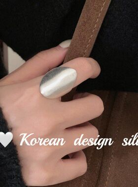 拉丝风开口戴银饰简约925纯银ins