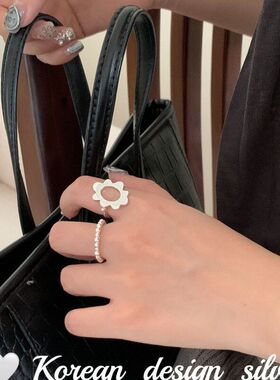 可饰品镂空女戒指纯银亮太阳花