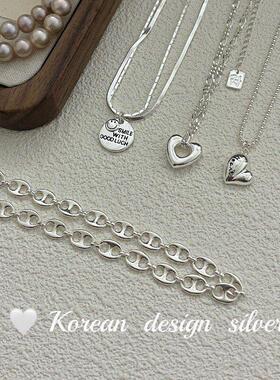 亮银项纯银组合高级爱心S925设计