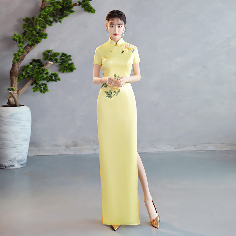 诗贝茉中式日常双开衩长款