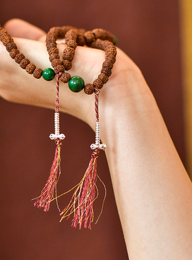 S925银复古迷你佛珠记子配饰藏式念珠手拨计数器吊坠随身配件