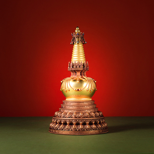 藏式黄铜噶当塔菩提塔嘎当塔摆件尼泊尔工艺佛堂供奉舍利宝塔佛塔