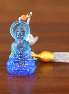 琉璃药师佛车挂件古法工艺佛像吊坠汽车内装饰品创意包挂礼品