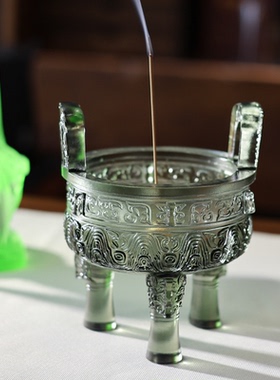 琉璃香炉圆纹尊炉焚香礼佛佛堂供奉桌面摆件客厅书房茶室供奉摆件