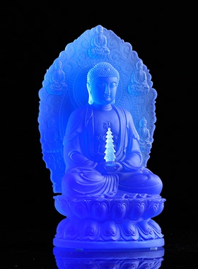 居家供奉佛前摆件古法琉璃托塔药师佛中式祠堂药师如来佛佛像摆件