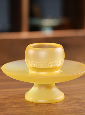 琉璃供杯果盘杯碟七彩净水杯真琉璃佛堂摆放供盘酥油灯佛具供奉