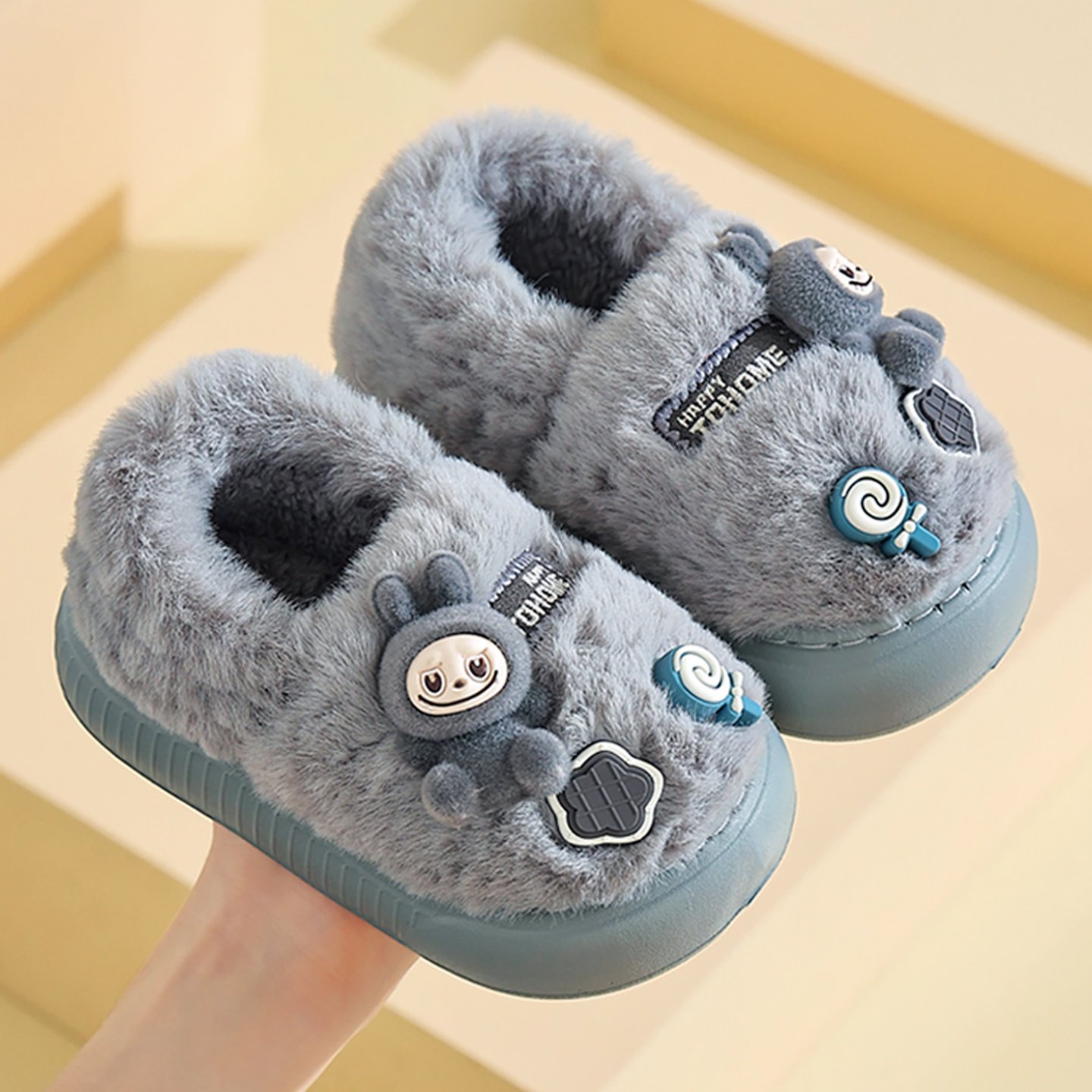 包跟棉拖鞋儿童秋冬季室内居家防滑男童女童卡通厚底毛绒保暖棉鞋,童鞋/婴儿鞋/亲子鞋,儿童棉拖鞋,淘宝优惠券,粉丝福利购,淘宝优惠卷