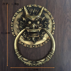 中式仿古纯铜 实木门兽头大门拉环龙头大拉手复古铁门庙x门把手